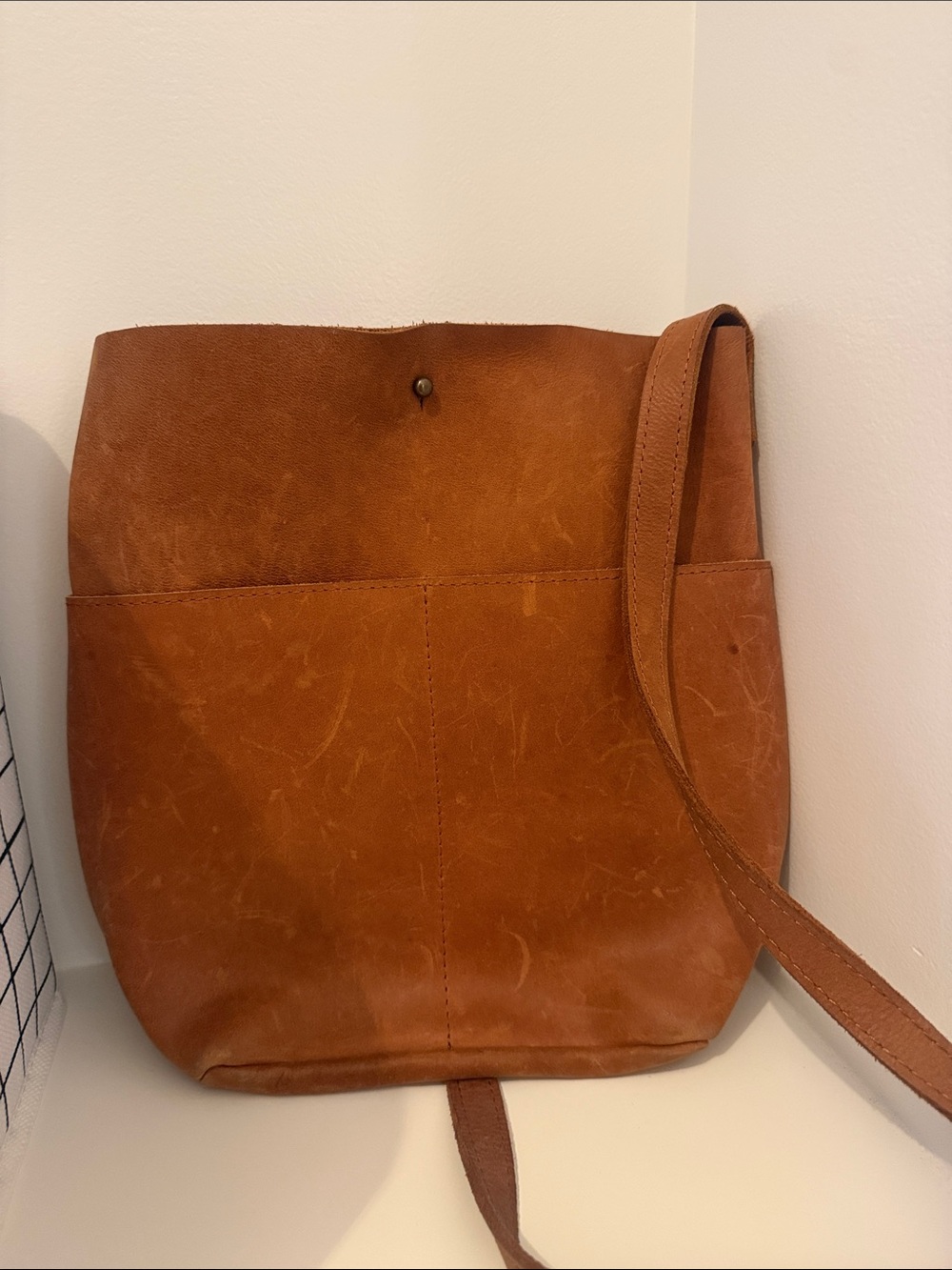 ABLE Selam Classic Brown Leather Crossbody Tote - Minimalist Everyday Bag